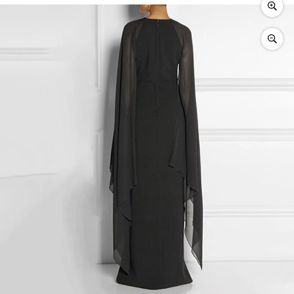 Elegant Black Evening Gown with Cape Sleeves - Size L - Picture 3 of 4